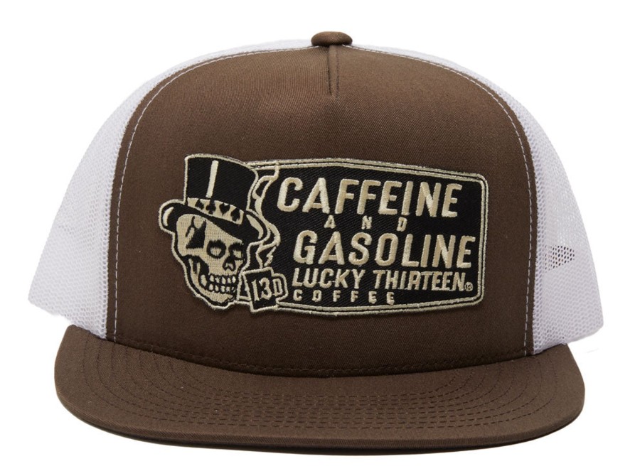 Accessories Lucky 13 | Caffeine And Gasolinetrucker Cap - Brown/White **New**