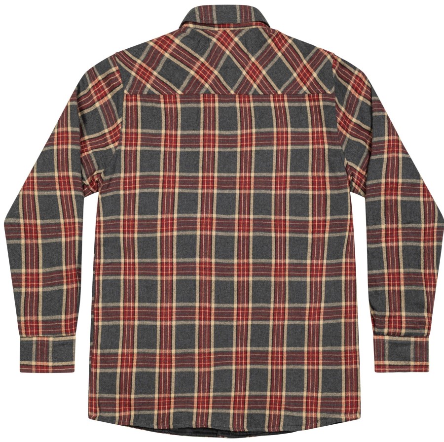 Mens Lucky 13 | Riverside Quilted Lined Midweight Flannel - Red/Grey