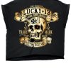 Womens Lucky 13 | The Booze, Bikes & Broads Custom Cropped Capped Sleeve Women'S Tee **New**