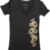 Womens Lucky 13 | The Tres Skulls V-Neck Tee