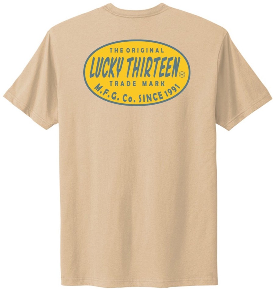 Mens Lucky 13 | Retro Oval All New Comfort Tee *New Style* Cream