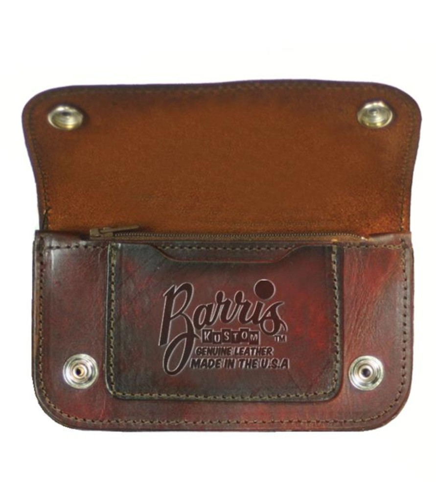 Accessories Lucky 13 | Barris Kustom Embossed Leather Wallet - Antiqued Brown