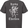 Mens Lucky 13 | The Winged Skully Work Shirt - Charcoal