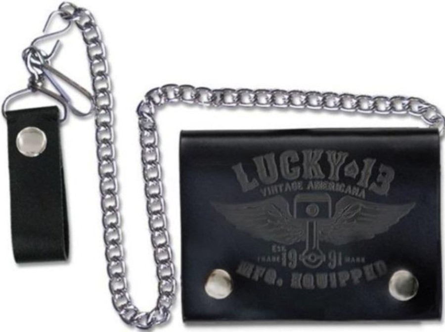 Accessories Lucky 13 | Lucky-13 Winged Piston Embossed Tri-Fold Wallet