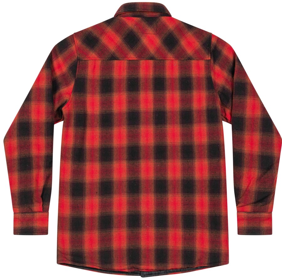 Mens Lucky 13 | Outlaw Quilted Lined Flannel Shacket - Red/Black