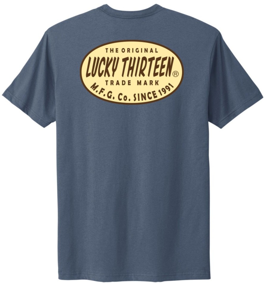 Mens Lucky 13 | Retro Oval All New Comfort Tee *New Style* Indigo