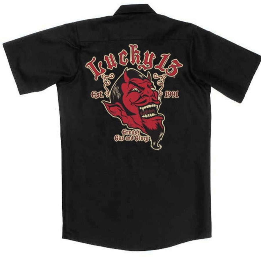 Mens Lucky 13 | The Grease, Gas & Glory Shop Shirt - Black