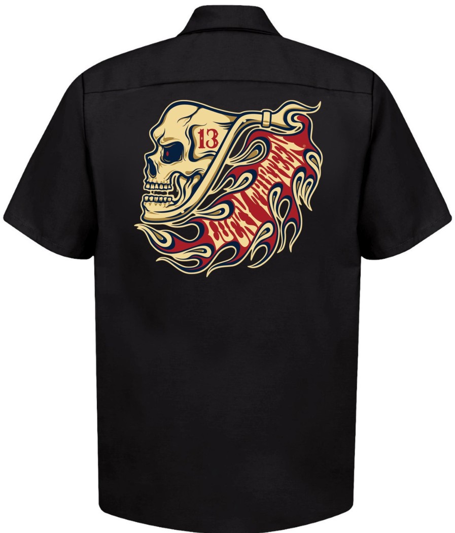 Mens Lucky 13 | The Pipe Skull Work Shirt **New**