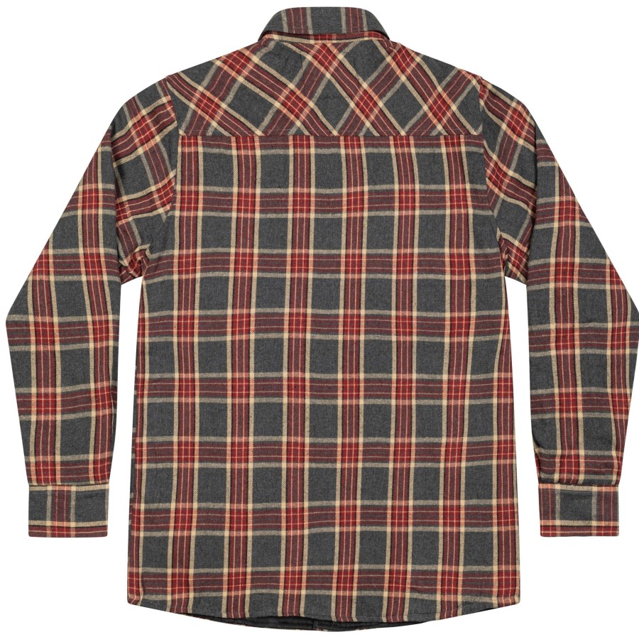 Mens Lucky 13 | Riverside Quilted Lined Midweight Flannel - Red/Grey