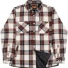 Mens Lucky 13 | The Panel Quilted Lined Flannel Shacket - Cream/Burgundy