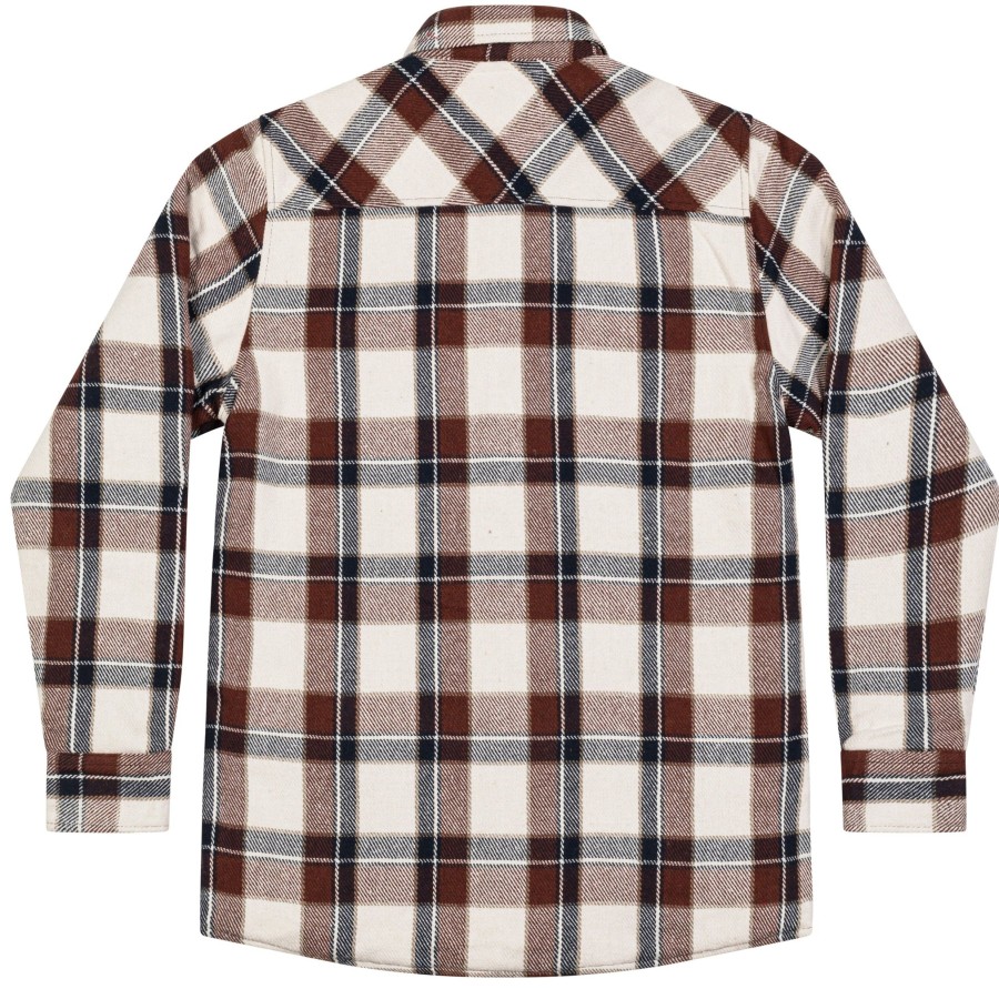 Mens Lucky 13 | The Panel Quilted Lined Flannel Shacket - Cream/Burgundy