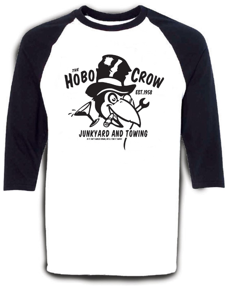 Mens Lucky 13 | Hobo Crow Raglan Tee - White/Black