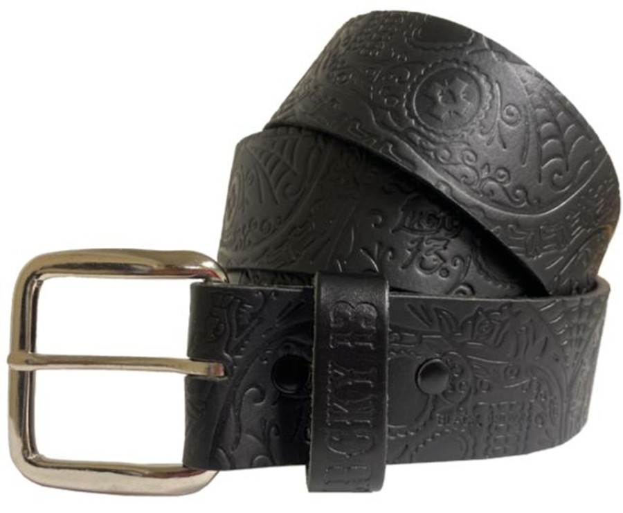 Accessories Lucky 13 | The Dead Skull Embossed Leather Belt - Black