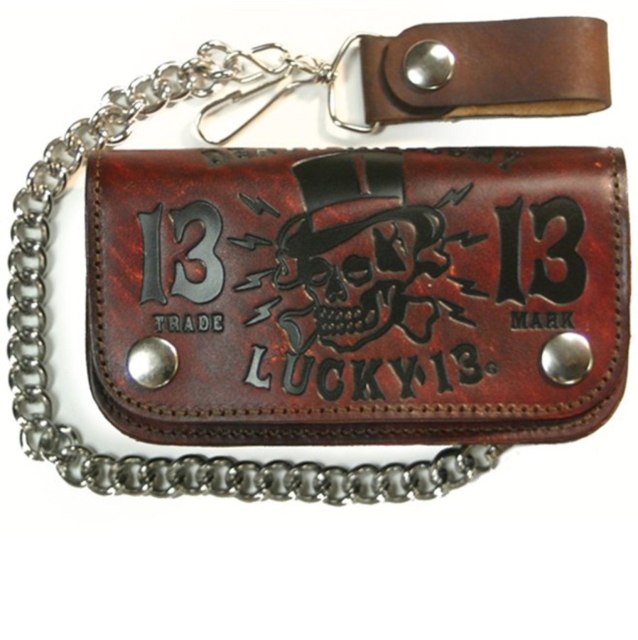 Accessories Lucky 13 | The Death Or Glory Embossed Leather Wallet - Antiqued Brown