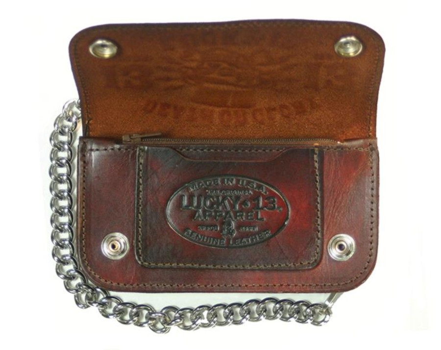 Accessories Lucky 13 | The Death Or Glory Embossed Leather Wallet - Antiqued Brown