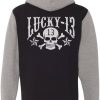 Mens Lucky 13 | The Skull Stars Hooligan Full-Zip Unisex Hooded Sweatshirt - Black/Gunmetal Heather