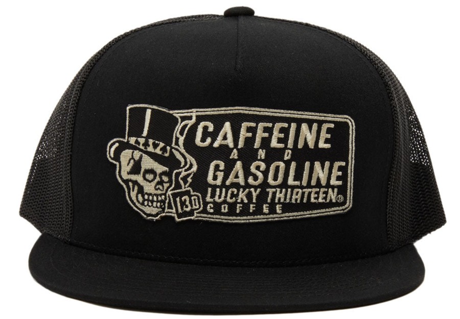 Accessories Lucky 13 | Caffeine And Gasoline Trucker Cap - Black **New**