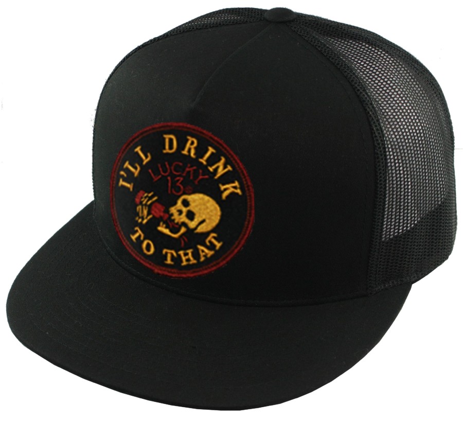 Accessories Lucky 13 | I'Ll Drink To That Trucker Cap - Black