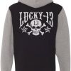 Womens Lucky 13 | The Skull Stars Hooligan Full-Zip Unisex Hooded Sweatshirt - Black/Gunmetal Heather