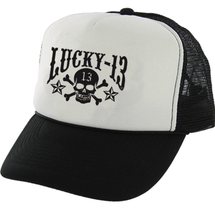 Accessories Lucky 13 | The Skull Stars Traditional Trucker Cap - Black/White