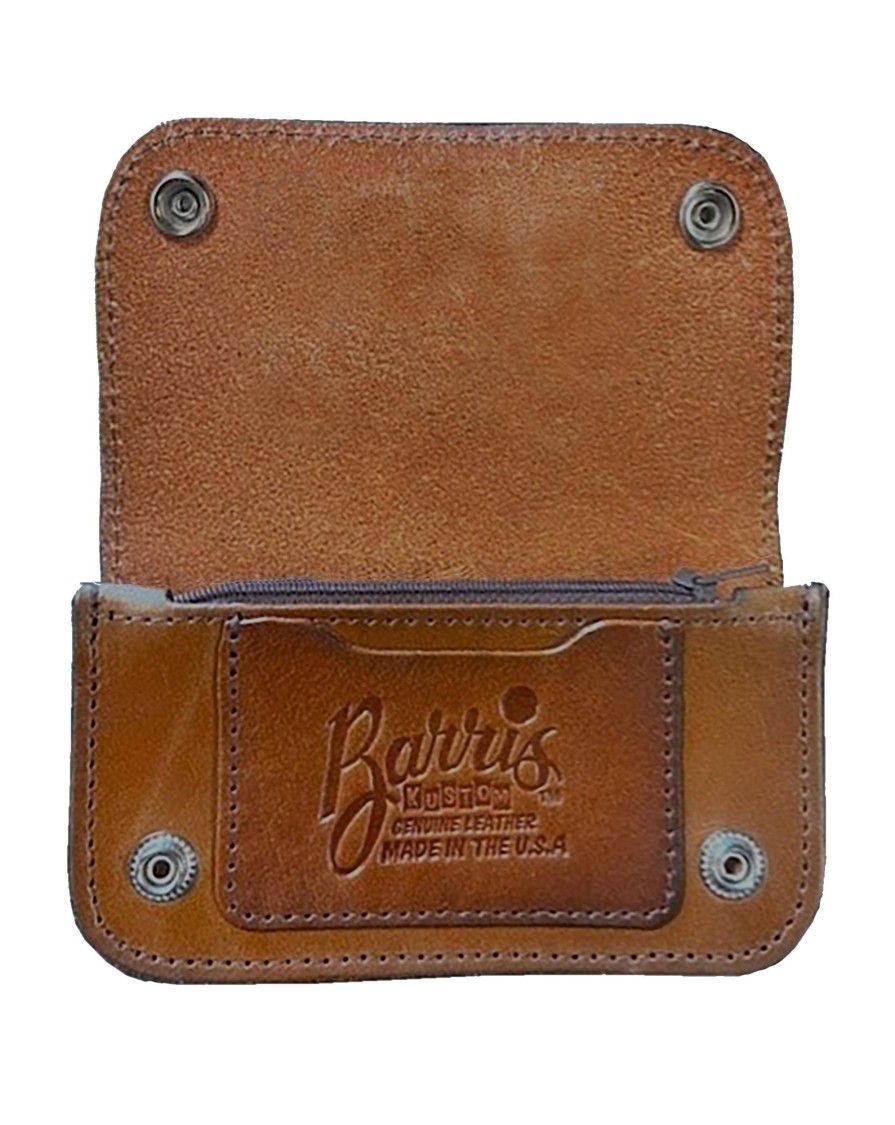 Accessories Lucky 13 | Barris Kustom Embossed Leather Wallet - Honey