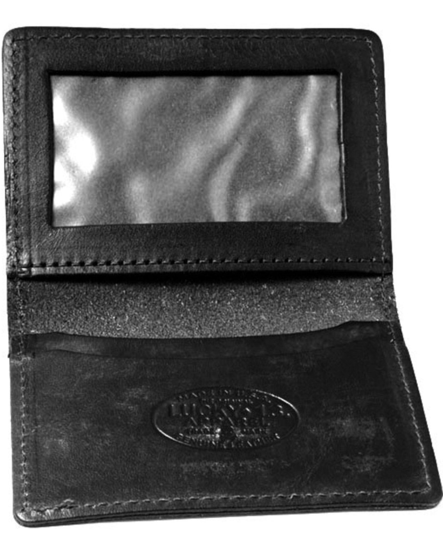 Accessories Lucky 13 | The Winged Piston Leather Card Holder Wallet - Black - A Lucky13.Com Exclusive Item!