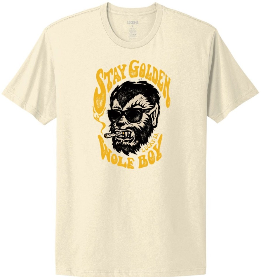 Mens Lucky 13 | Stay Gold All New Comfort Tee *New Style* - Natural