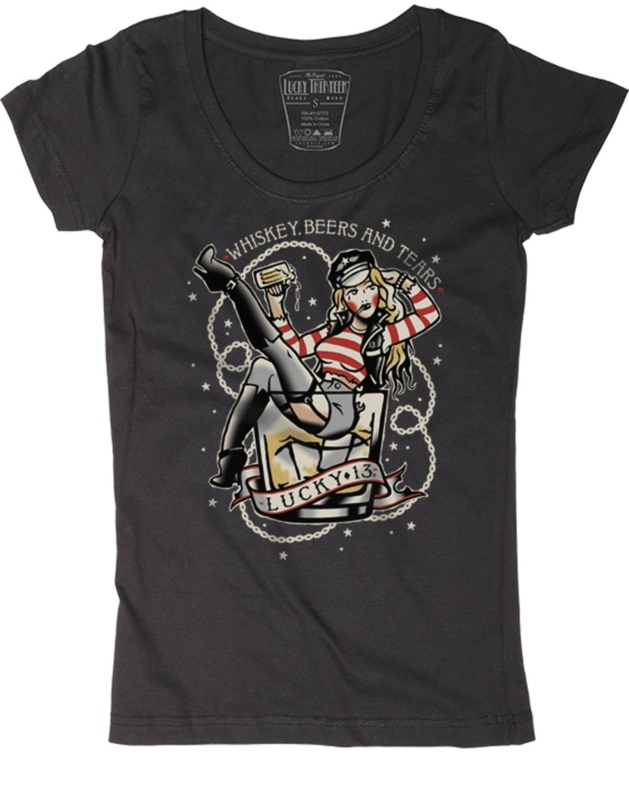 Womens Lucky 13 | The Whiskey Beers & Tears Scoop Neck Tee