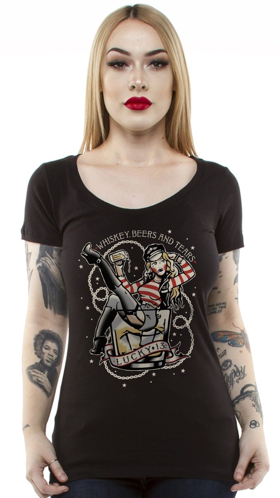 Womens Lucky 13 | The Whiskey Beers & Tears Scoop Neck Tee