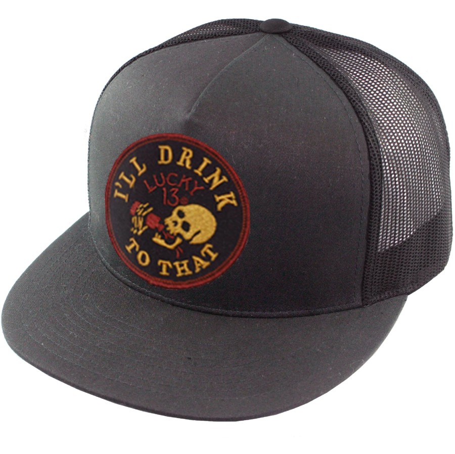 Accessories Lucky 13 | I'Ll Drink To That Trucker Cap - Charcoal