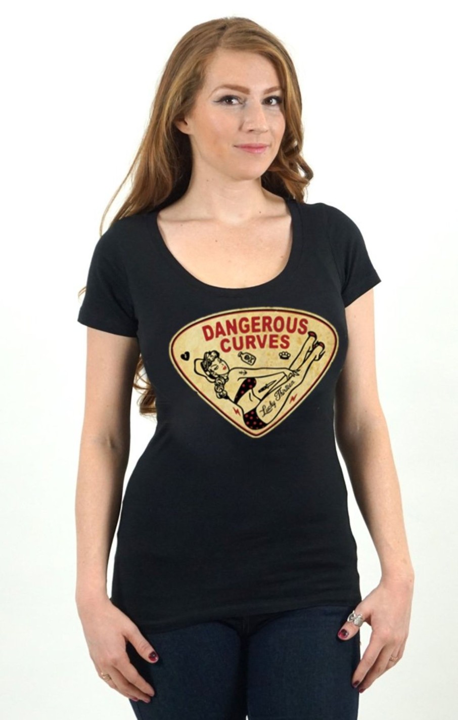 Womens Lucky 13 | The Curves Scoop Neck Tee