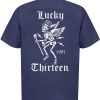 Mens Lucky 13 | Winged Skully Work Shirt - Navy