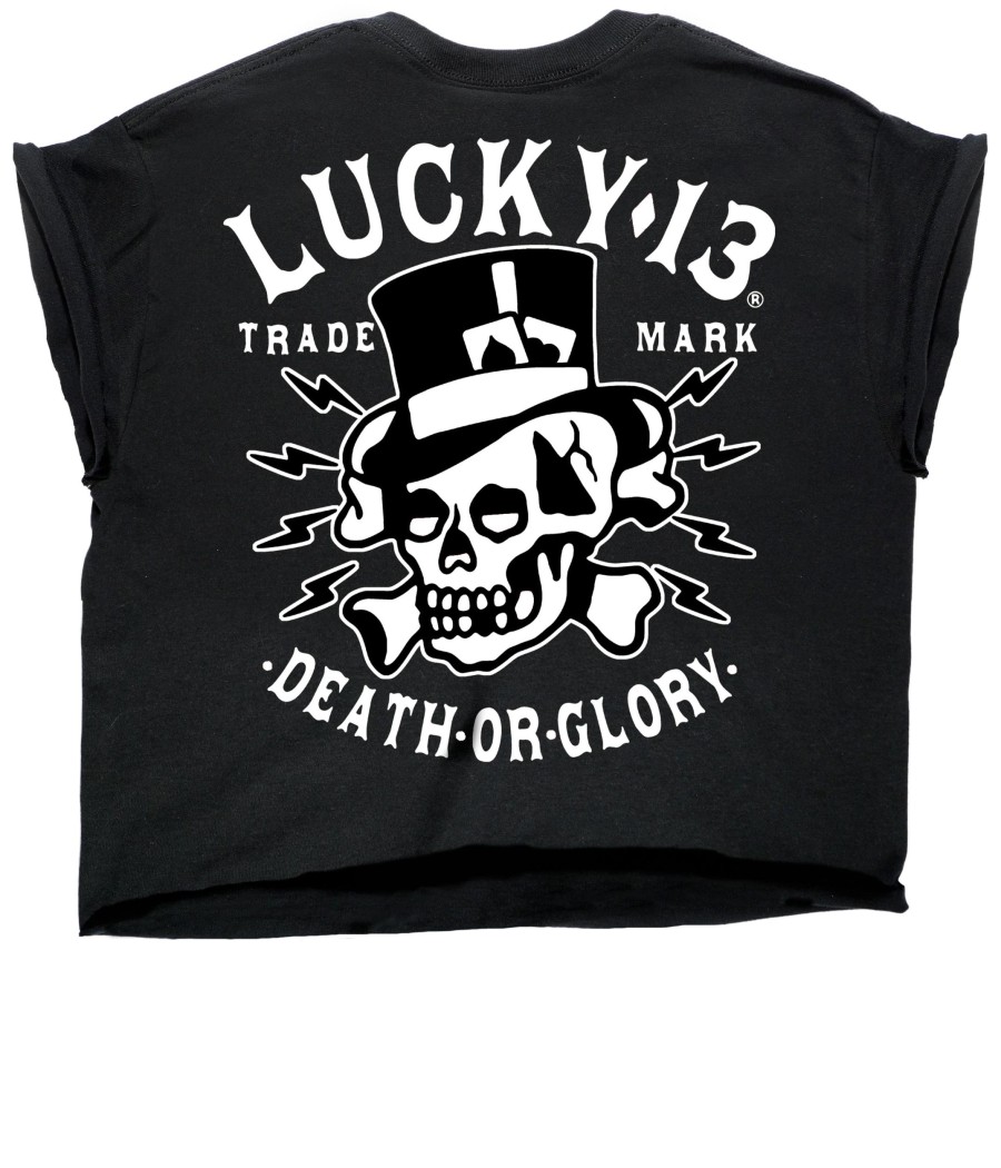 Womens Lucky 13 | The Death Or Glory Custom Cropped Capped Sleeve Women'S Tee **New**