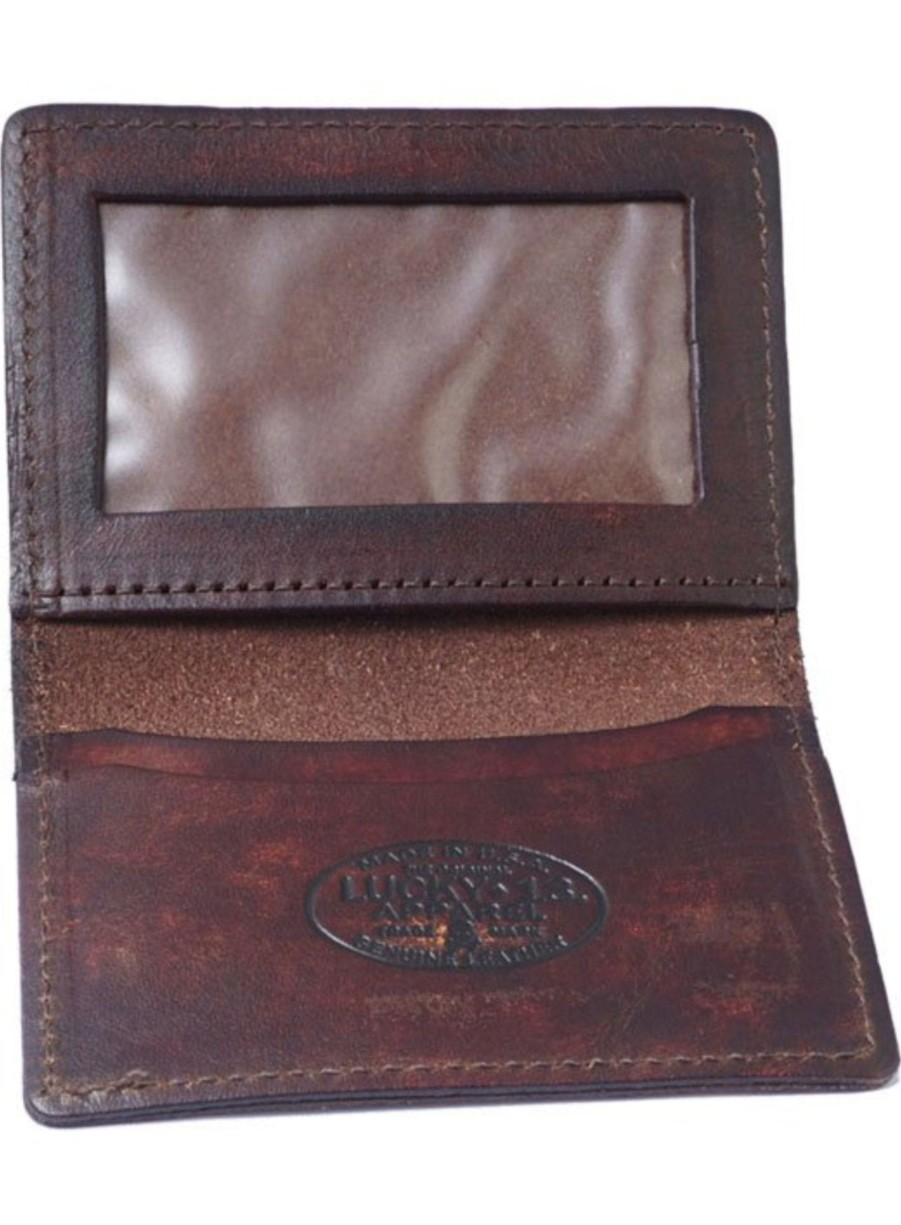 Accessories Lucky 13 | The Winged Piston Leather Card Holder Wallet - Antiqued Brown