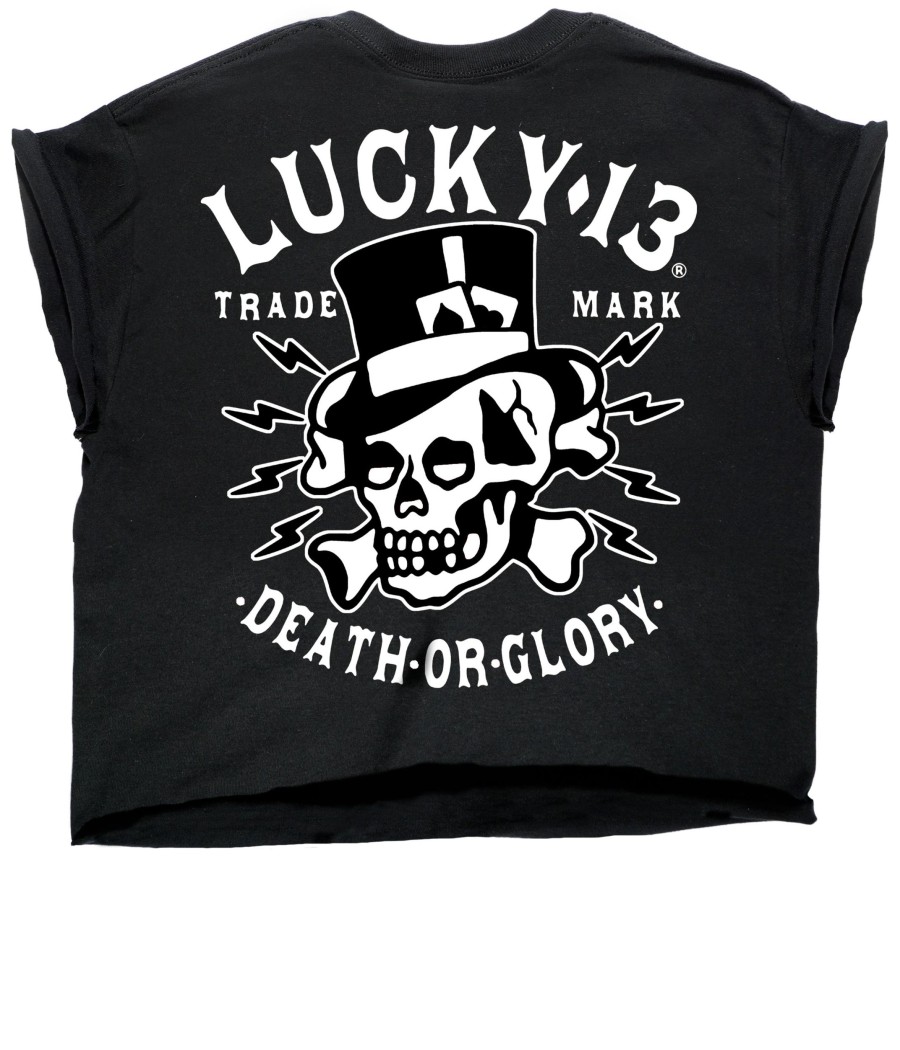 Womens Lucky 13 | The Death Or Glory Custom Cropped Capped Sleeve Women'S Tee **New**