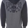 Mens Lucky 13 | Skull Stars Hooligan Full-Zip Uni-Sex Hooded Sweatshirt -Gunmetal Heather/Charcoal Heather