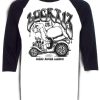 Mens Lucky 13 | The Humorous 3/4 Sleeve Raglan Tee - Black/White