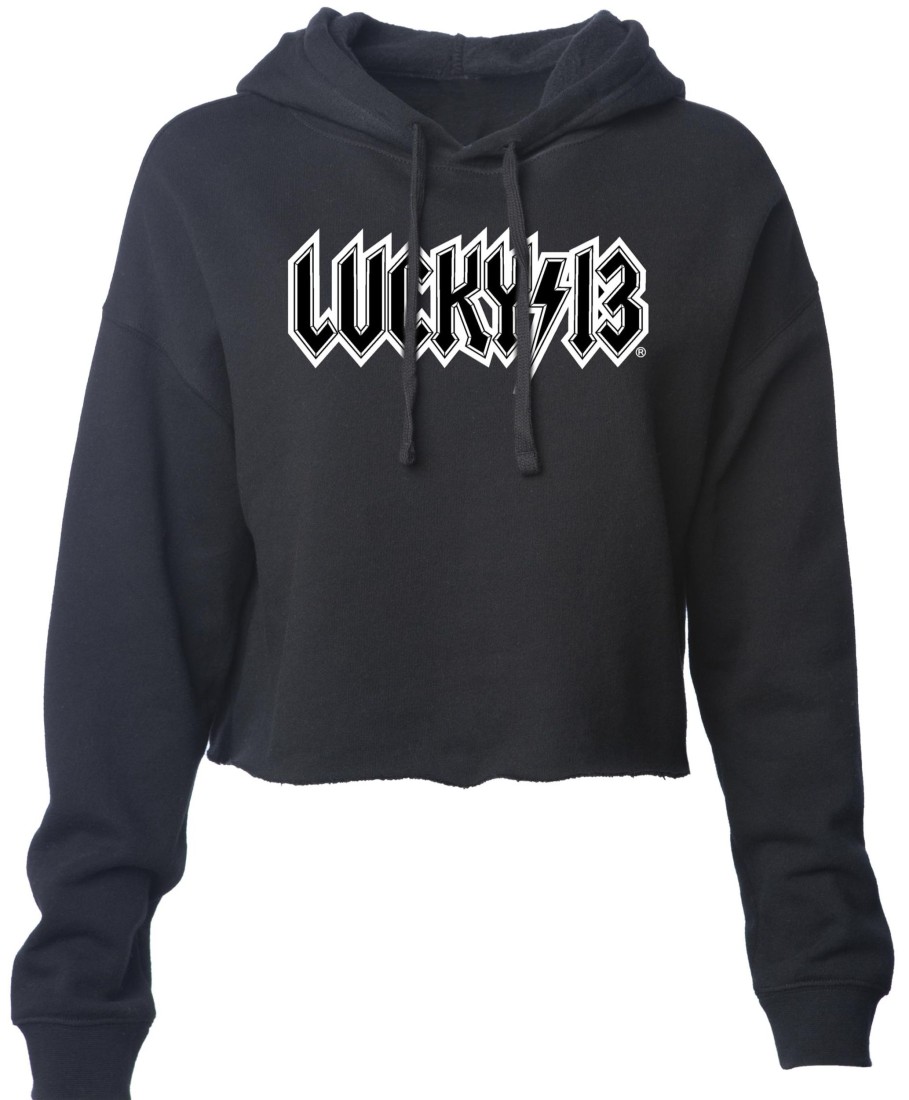 Womens Lucky 13 | The High Voltage Women'S Lightweight Cropped Hoodie - Black **New**