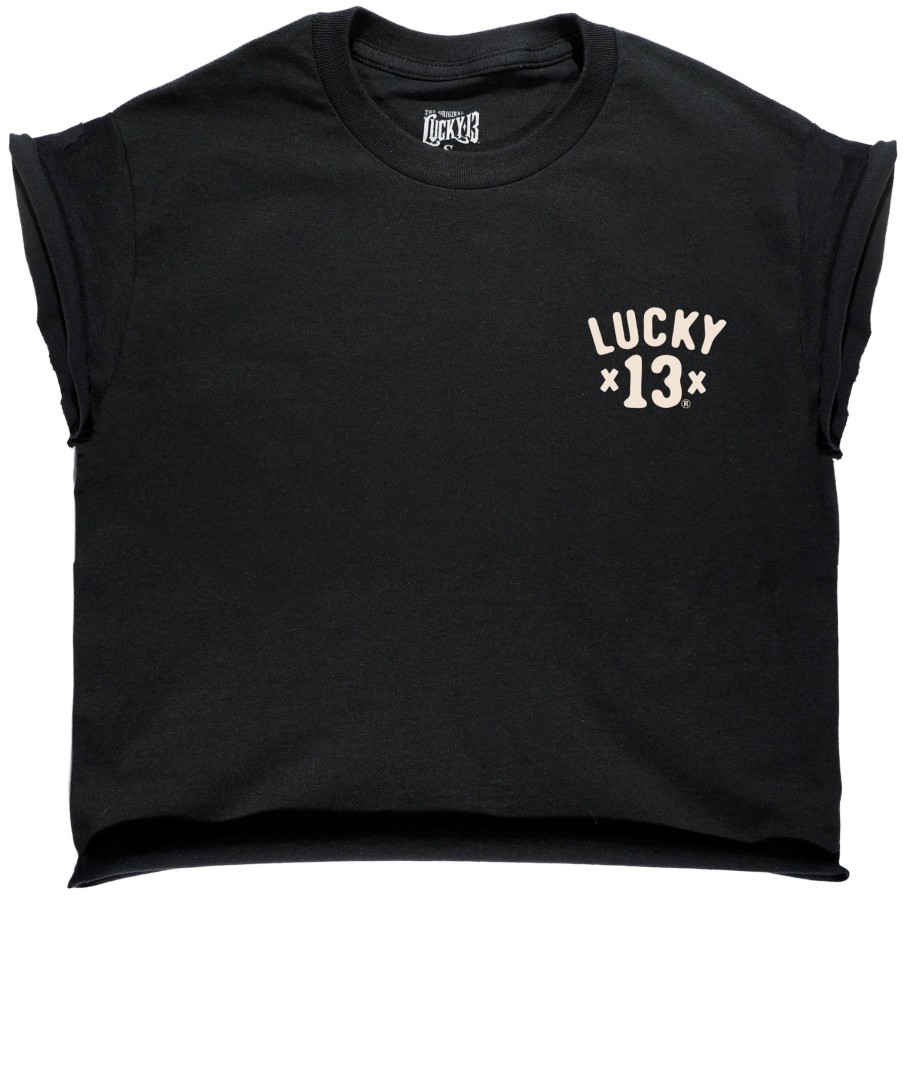 Womens Lucky 13 | The Tomcat Custom Cropped Capped Sleeve Women'S Tee